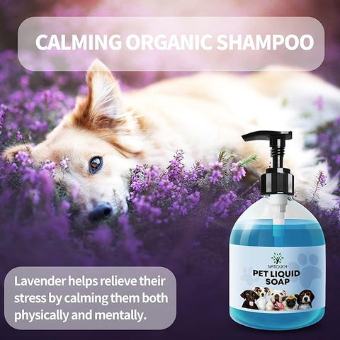 Natouch Natural Dog Wash, Dog Shampoo for Allergies and Itching, Natural Dog Shampoo with Tea Tree Oil and Lavender Oil, Helps with Hot Spots, Ringworm, Rashes